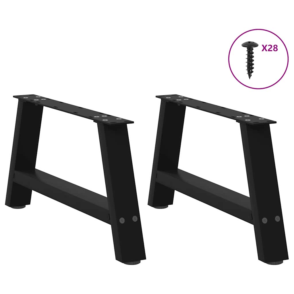 Gambe Tavolino da Caffè a A 2 pz Nero 60x(30-31) cm in Acciaio - homemem39