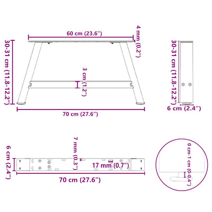 Gambe Tavolino da Caffè a A 2 pz 70x(30-31) cm Acciaio - homemem39