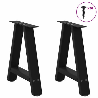 Gambe per Tavolino da Caffè a Forma di A 2 pz Nere 50x(42-43)cm
