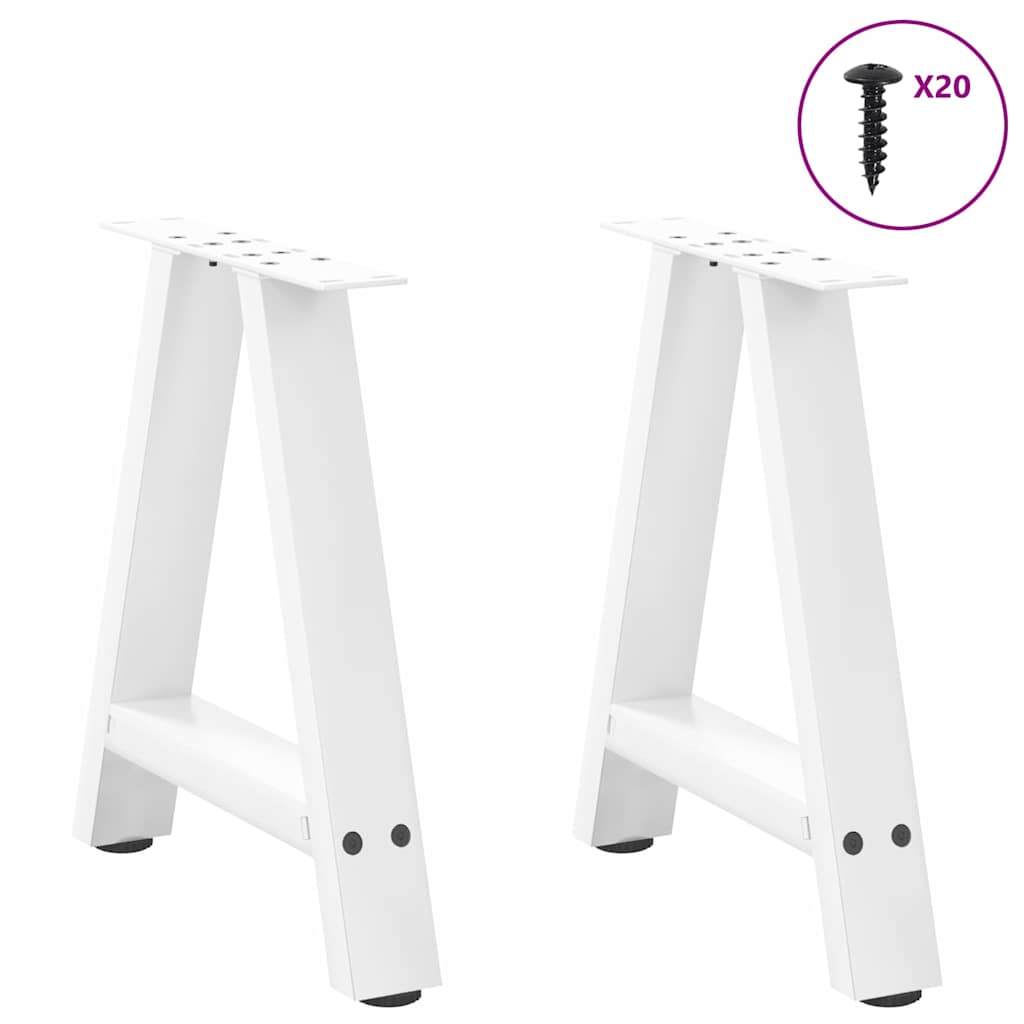 Gambe Tavolino da Caffè a A 2 pz Bianco 50x(42-43) cm Acciaio - homemem39