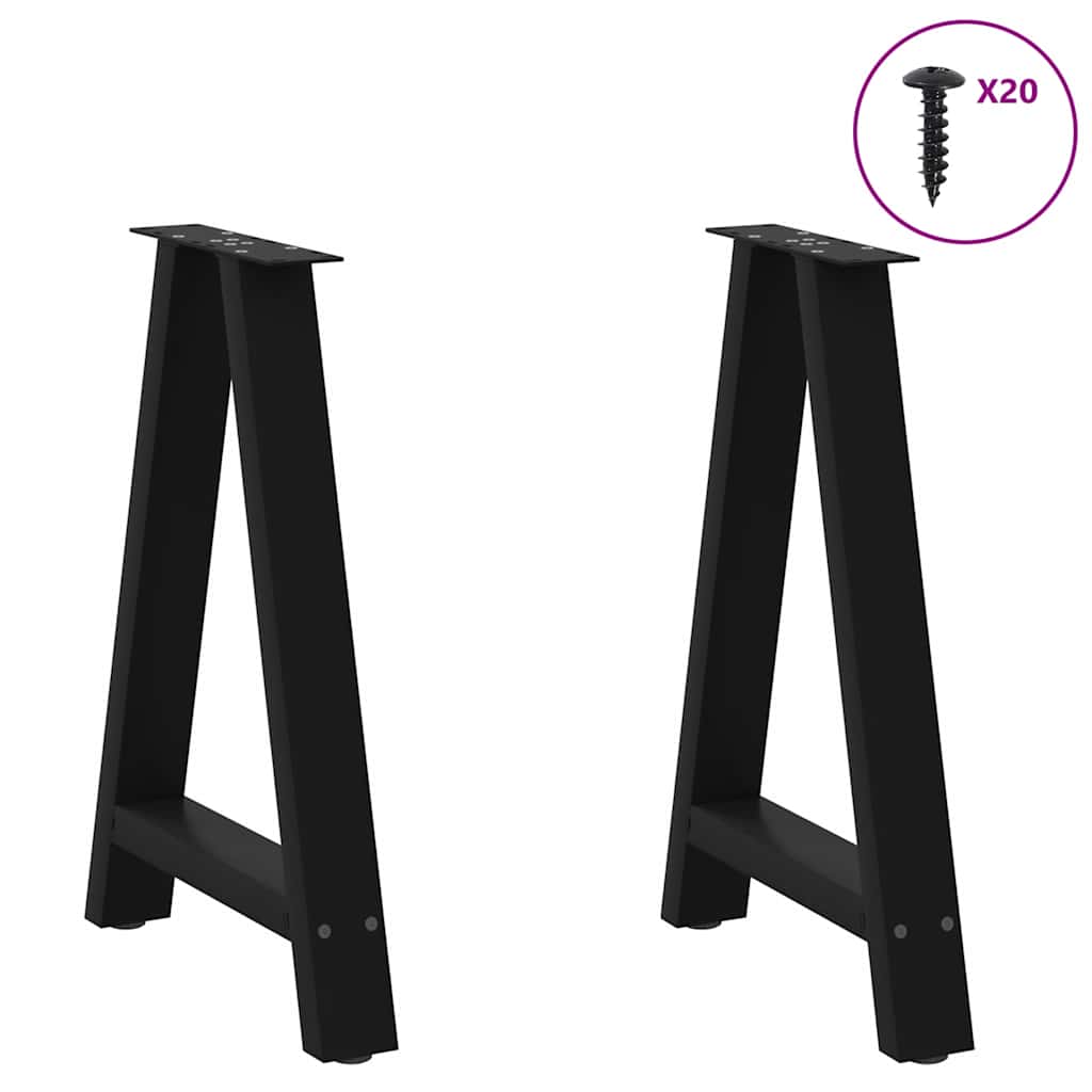 Gambe Tavolino da Caffè a A 2 pz Nero 60x(72-73) cm in Acciaio - homemem39