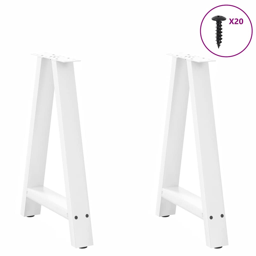 Gambe Tavolino da Caffè a A 2 pz Bianco 60x(72-73) cm Acciaio - homemem39