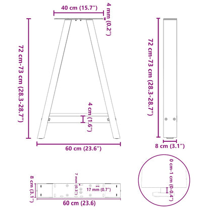 Gambe per tavolo da pranzo forma A 2 pz Antracite 60x(72-73) cm