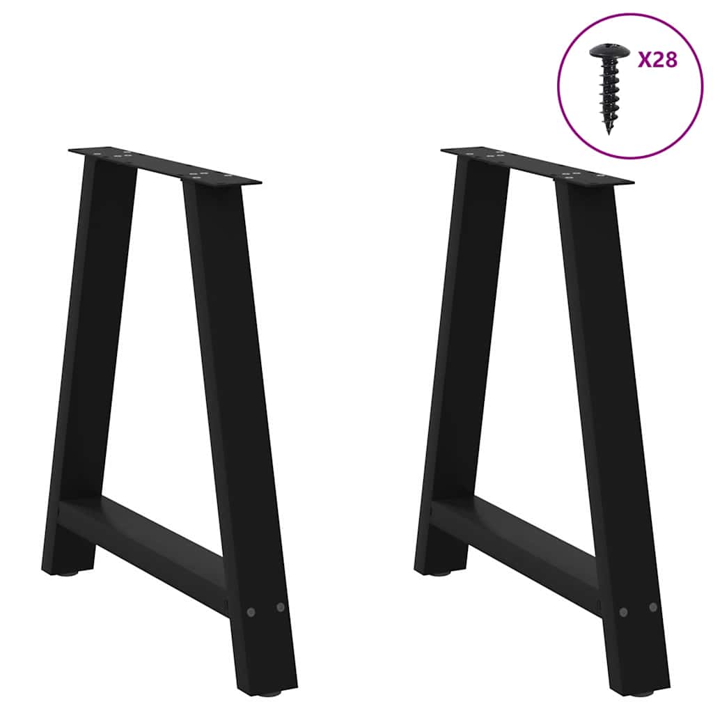 Gambe Tavolo Pranzo a Forma di A 2 pz Nero 80x(72-73)cm Acciaio - homemem39