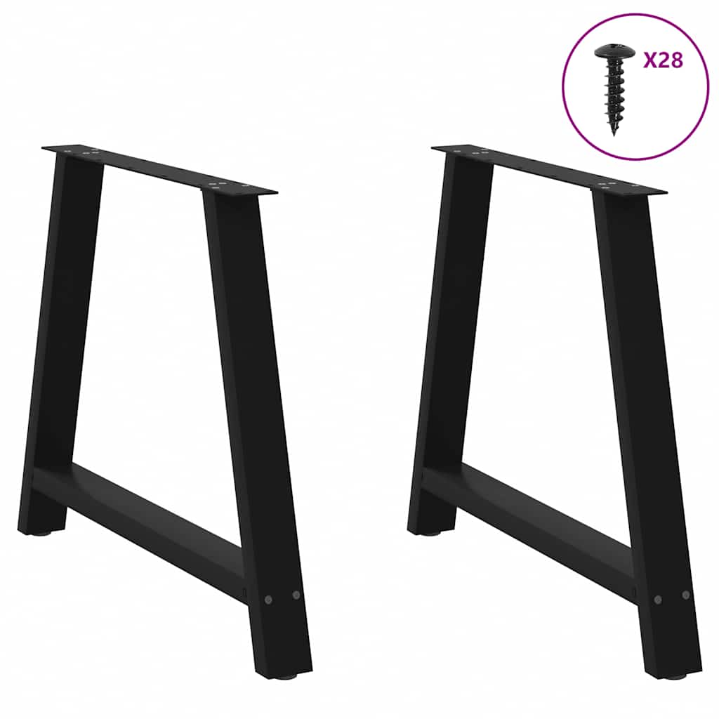 Gambe per tavolo da pranzo a forma di A 2 pz nere 90x(72-73) cm