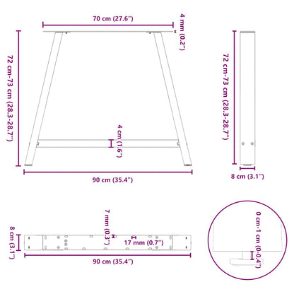 Gambe per tavolo da pranzo forma A 2 pz bianche 90x(72-73) cm