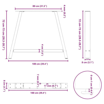 Gambe Tavolino da Caffè a A 2 pz Nero 100x(72-73) cm in Acciaio - homemem39