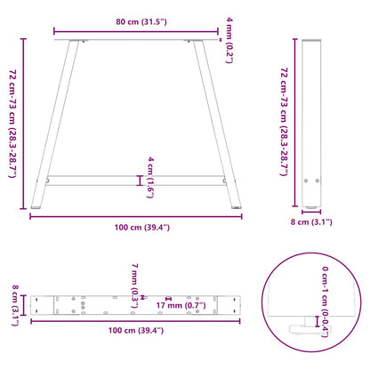 Gambe per tavolo da pranzo forma A 2 pz bianche 100x(72-73) cm