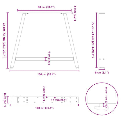Gambe per tavolo da pranzo a forma di A 2 pz 100x(72-73) cm