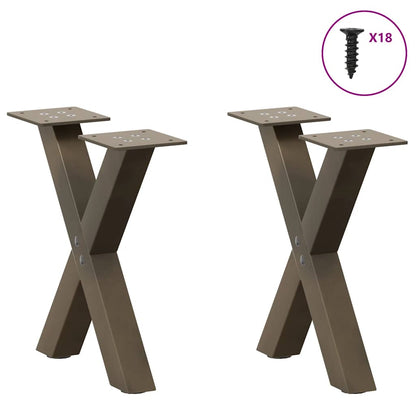 Gambe Tavolino Caffè a X 2 pz Naturale 30x(30-31) cm in Acciaio - homemem39