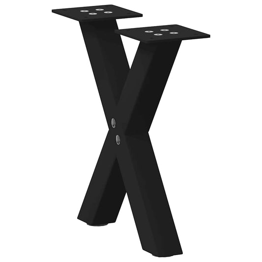 Gambe Tavolino da Caffè a X 2 pz Nero 37x(30-31) cm in Acciaio - homemem39
