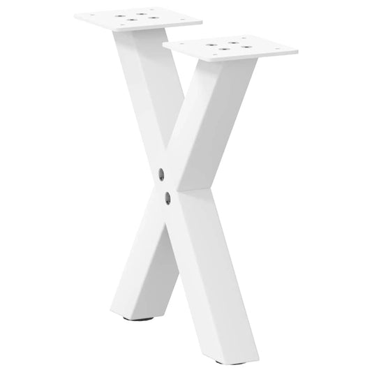 Gambe Tavolino da Caffè a X 2 pz Bianco 37x(30-31)cm in Acciaio - homemem39