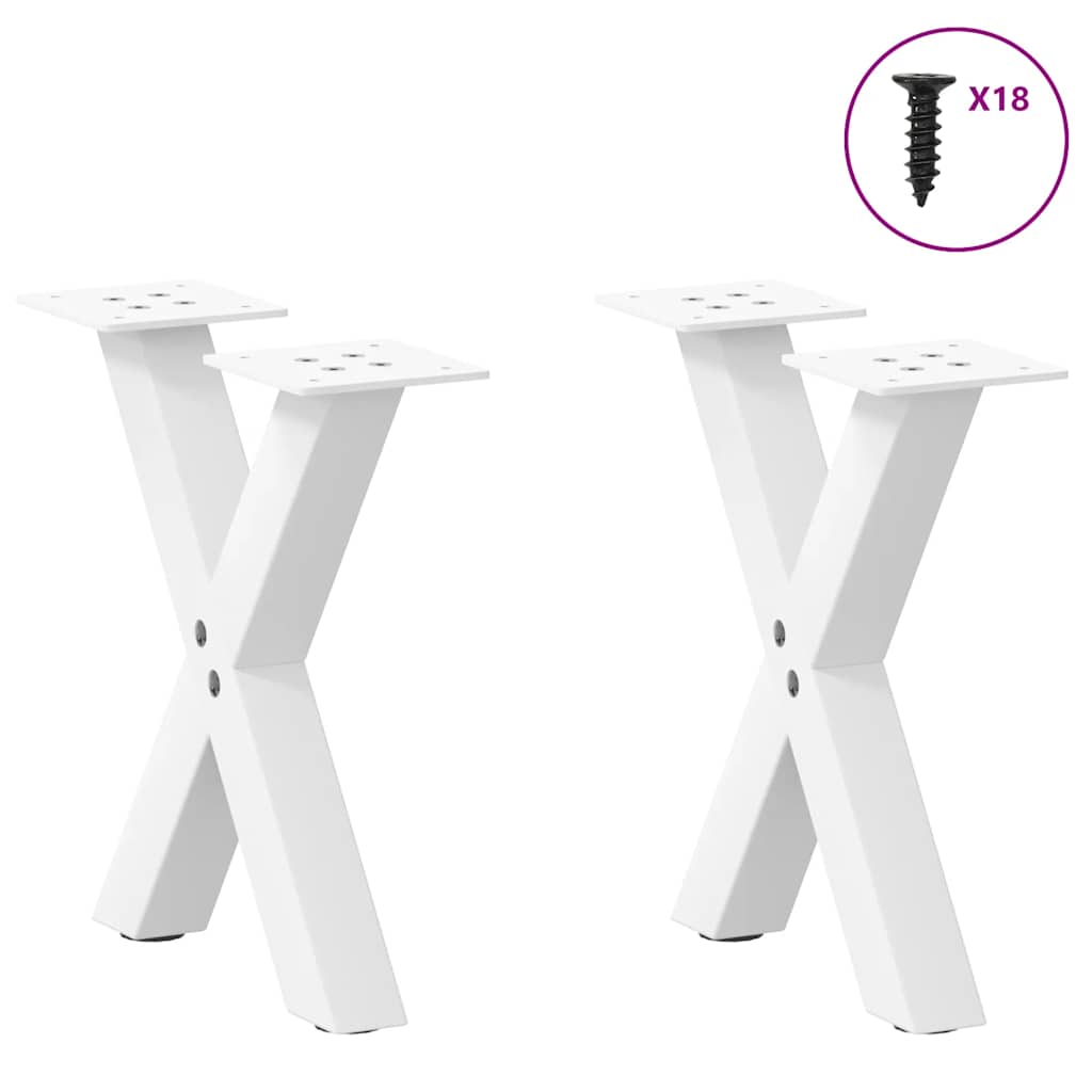 Gambe Tavolino da Caffè a X 2 pz Bianco 37x(30-31)cm in Acciaio - homemem39