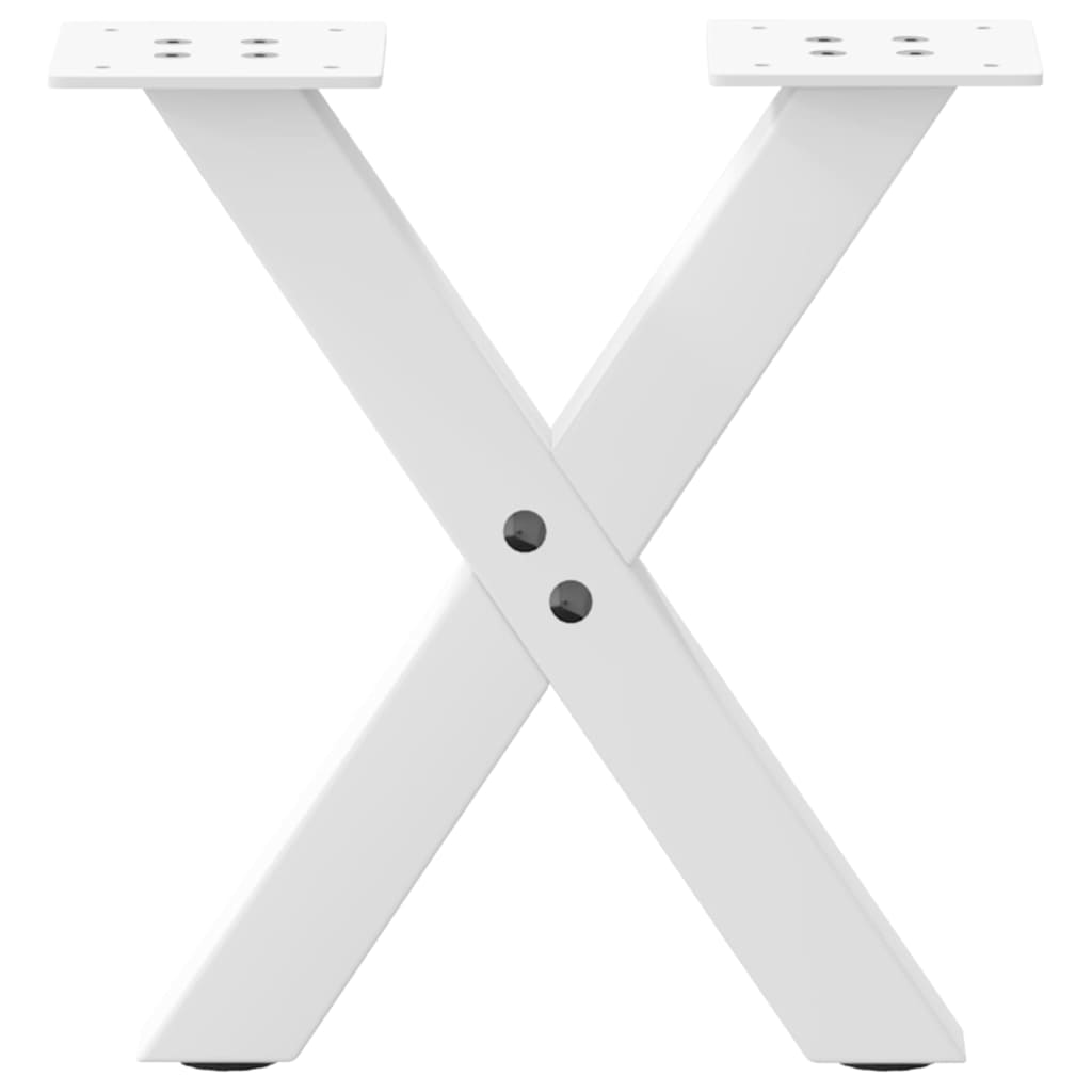 Gambe Tavolino da Caffè a X 2 pz Bianco 37x(30-31)cm in Acciaio - homemem39
