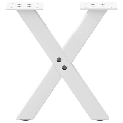 Gambe Tavolino da Caffè a X 2 pz Bianco 37x(30-31)cm in Acciaio - homemem39