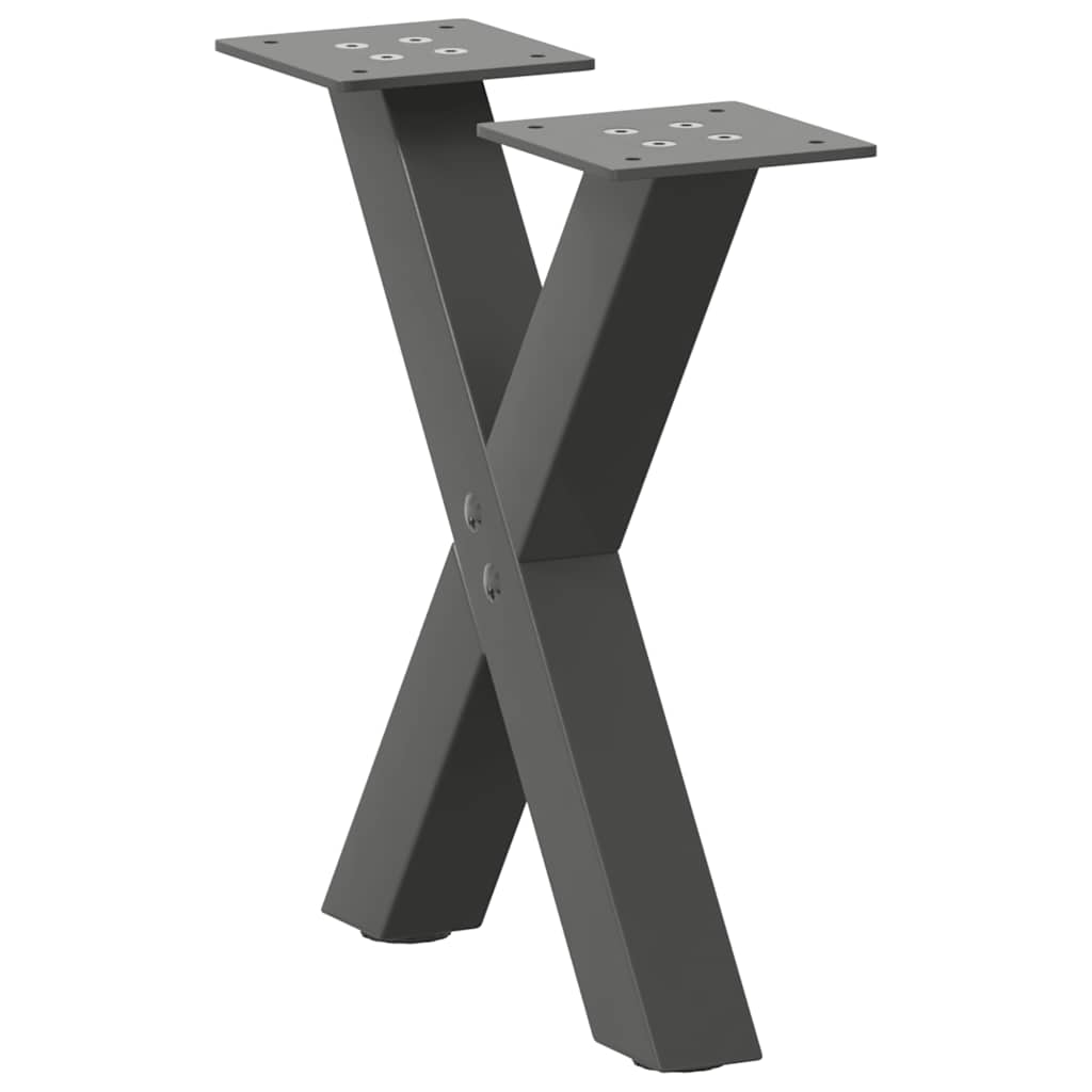 Gambe Tavolino Caffè a X 2 pz Antracite 37x(30-31)cm in Acciaio - homemem39