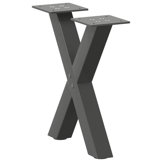 Gambe Tavolino Caffè a X 2 pz Antracite 37x(30-31)cm in Acciaio - homemem39