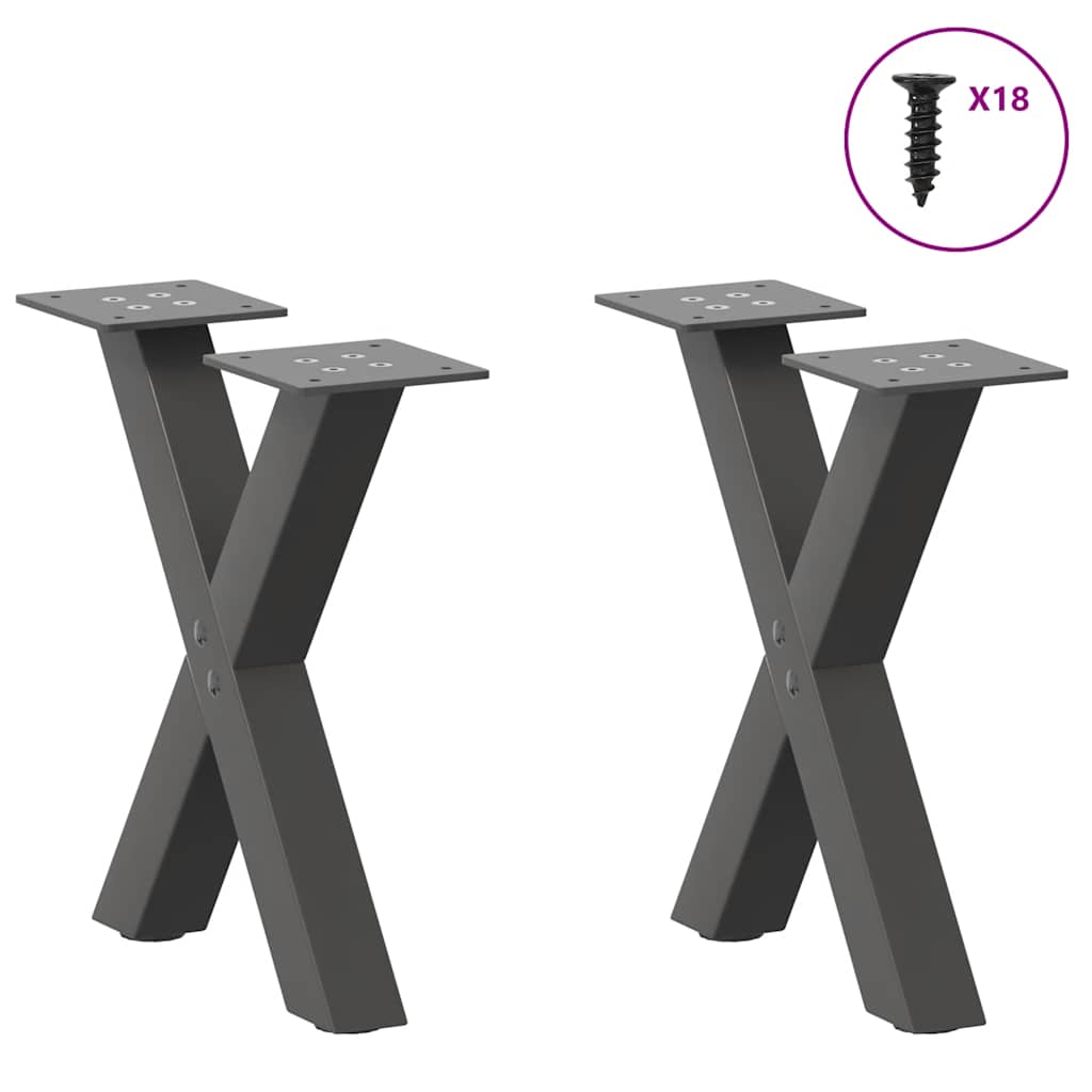 Gambe Tavolino Caffè a X 2 pz Antracite 37x(30-31)cm in Acciaio - homemem39