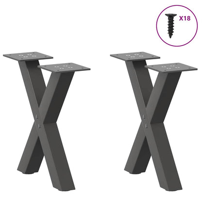 Gambe Tavolino Caffè a X 2 pz Antracite 37x(30-31)cm in Acciaio - homemem39