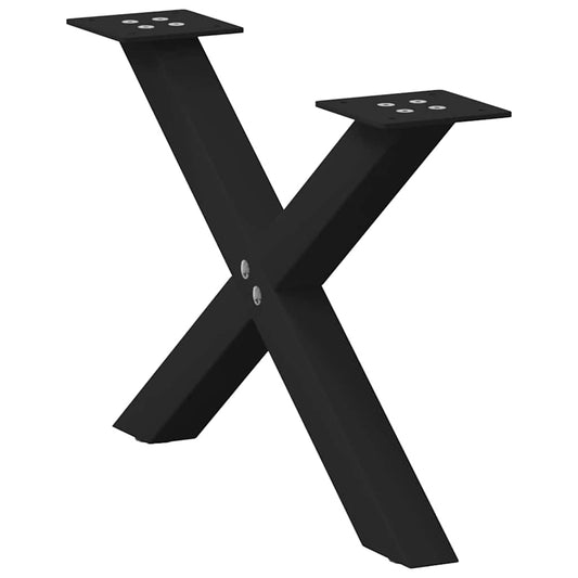 Gambe Tavolino da Caffè a X 2 pz Nero 50x(30-31) cm in Acciaio - homemem39