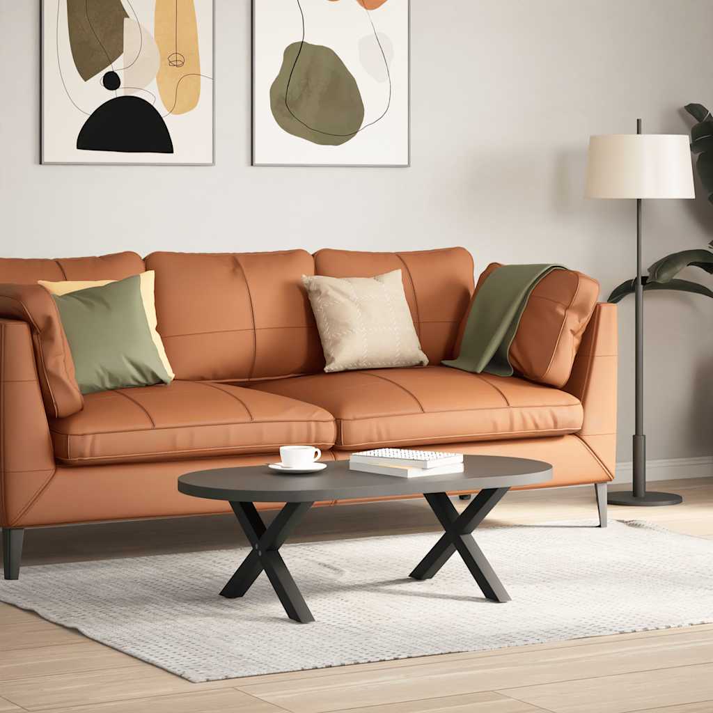 Gambe Tavolino da Caffè a X 2 pz Nero 50x(30-31) cm in Acciaio - homemem39