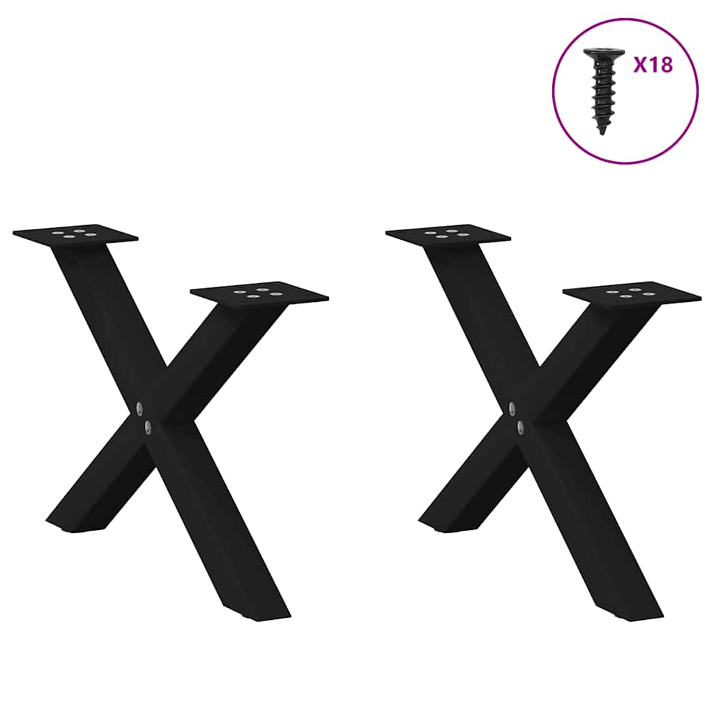 Gambe Tavolino da Caffè a X 2 pz Nero 50x(30-31) cm in Acciaio - homemem39