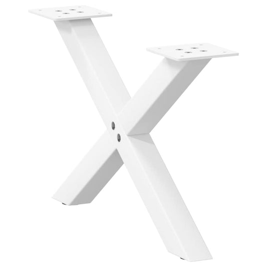 Gambe Tavolino da Caffè a X 2 pz Bianco 50x(30-31)cm in Acciaio - homemem39