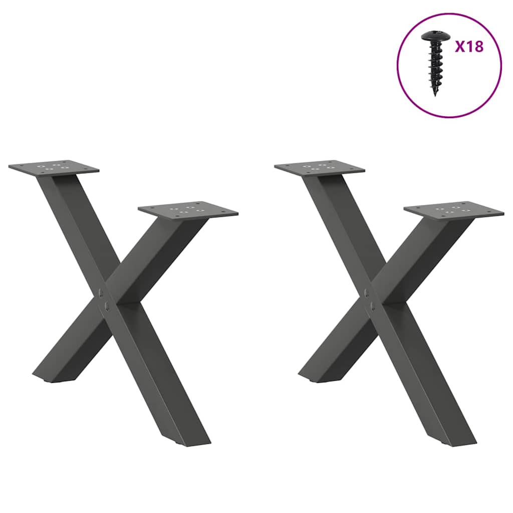 Gambe per Tavolino da Caffè forma X 2 pz Antracite 50x(30-31)cm
