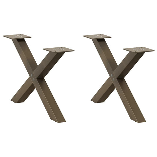 Gambe Tavolino Caffè a X 2 pz Naturale 50x(30-31) cm in Acciaio