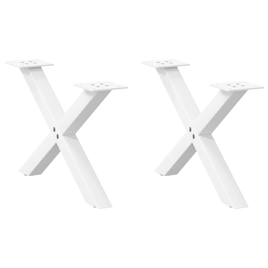 Gambe Tavolino da Caffè a X 2 pz Bianco 60x(30-31)cm in Acciaio - homemem39