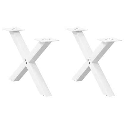 Gambe Tavolino da Caffè a X 2 pz Bianco 60x(30-31)cm in Acciaio - homemem39