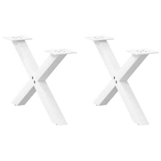 Gambe Tavolino da Caffè a X 2 pz Bianco 60x(30-31)cm in Acciaio - homemem39