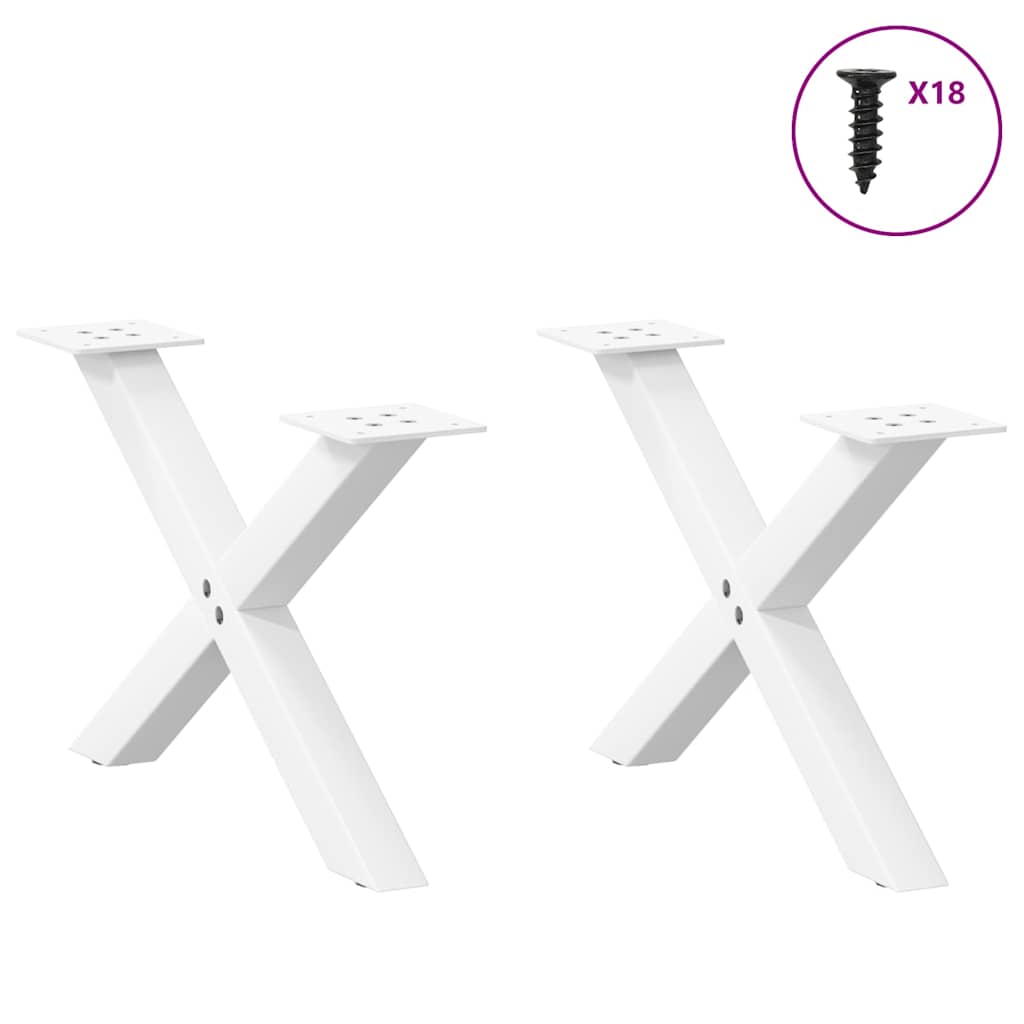 Gambe Tavolino da Caffè a X 2 pz Bianco 60x(30-31)cm in Acciaio - homemem39