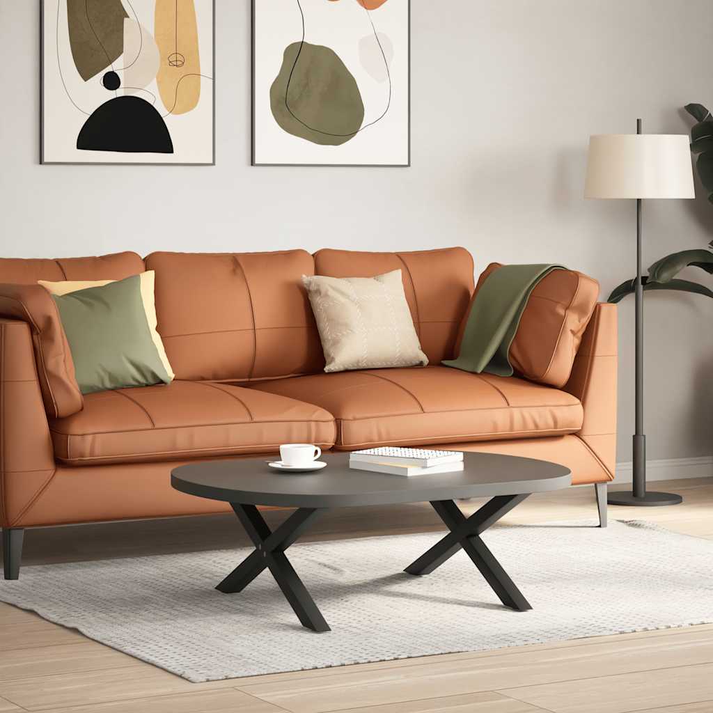 Gambe Tavolino da Caffè a X 2 pz Nero 70x(30-31) cm in Acciaio - homemem39