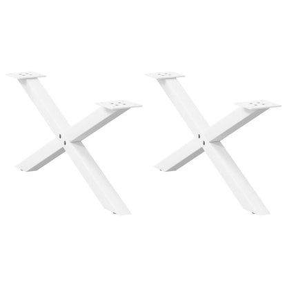 Gambe Tavolino da Caffè a X 2 pz Bianco 70x(30-31)cm in Acciaio - homemem39