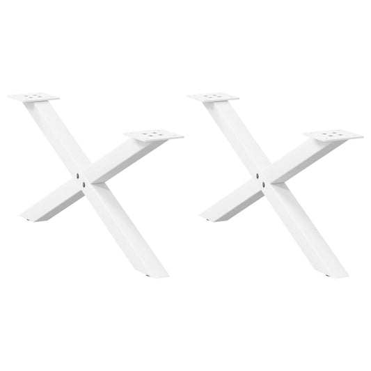 Gambe Tavolino da Caffè a X 2 pz Bianco 70x(30-31)cm in Acciaio - homemem39