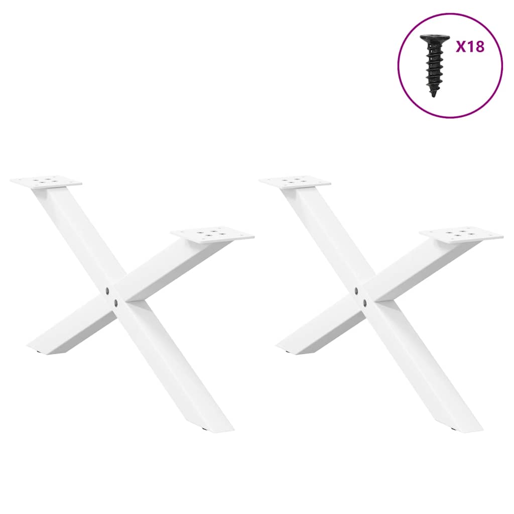 Gambe Tavolino da Caffè a X 2 pz Bianco 70x(30-31)cm in Acciaio - homemem39