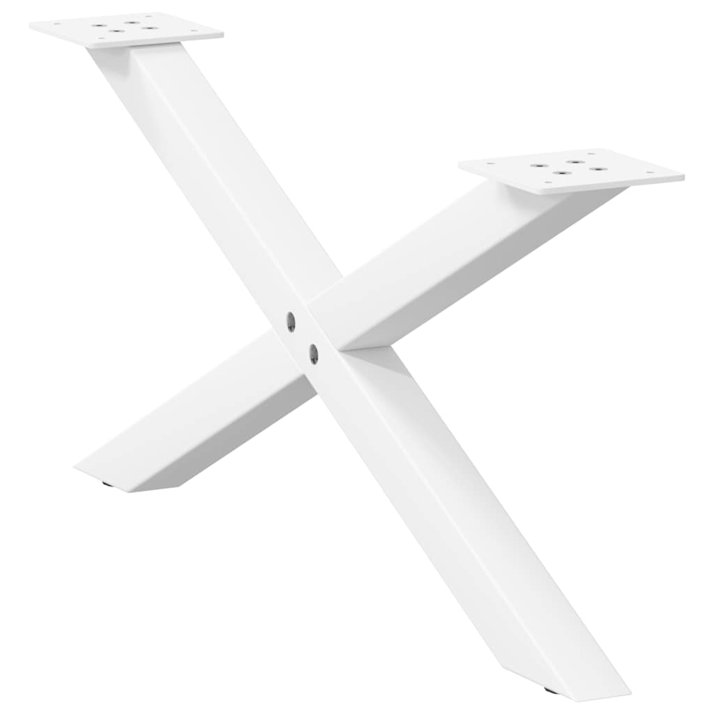 Gambe Tavolino da Caffè a X 2 pz Bianco 70x(30-31)cm in Acciaio - homemem39