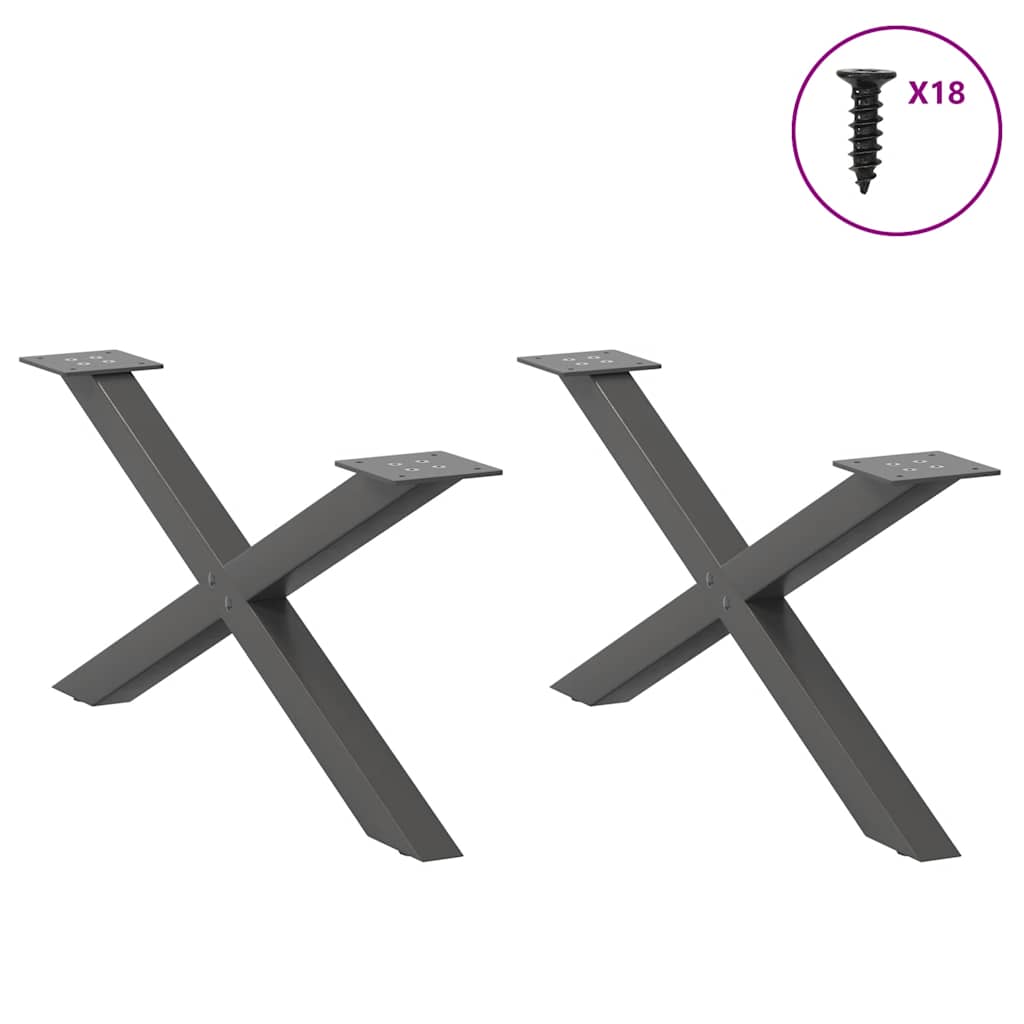 Gambe per Tavolino da Caffè forma X 2 pz Antracite 70x(30-31)cm