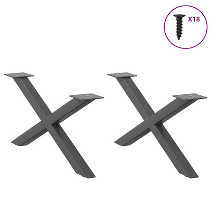 Gambe per Tavolino da Caffè forma X 2 pz Antracite 70x(30-31)cm