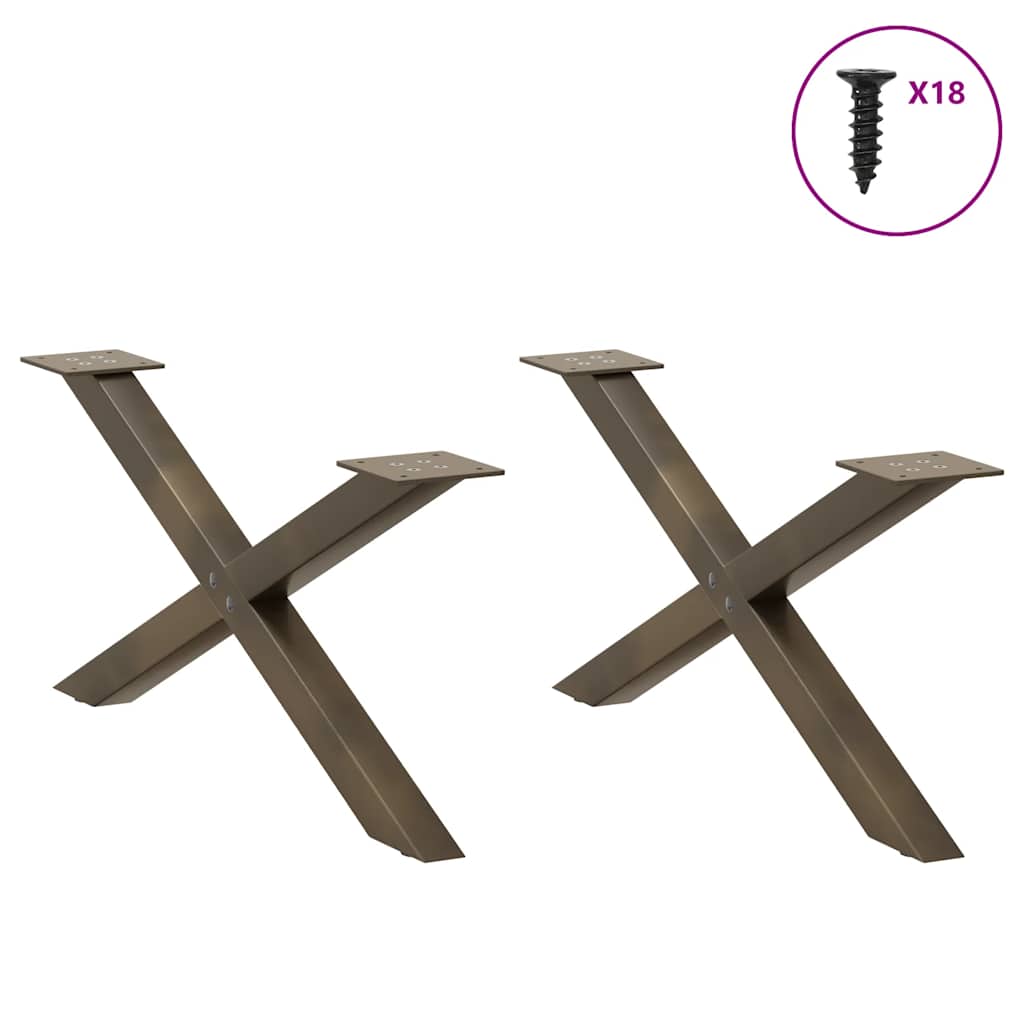 Gambe Tavolino Caffè a X 2 pz Naturale 70x(30-31) cm in Acciaio - homemem39