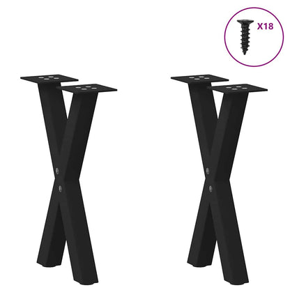Gambe Tavolino Caffè a X 2 pz Nero 28x(42-43) cm Acciaio - homemem39