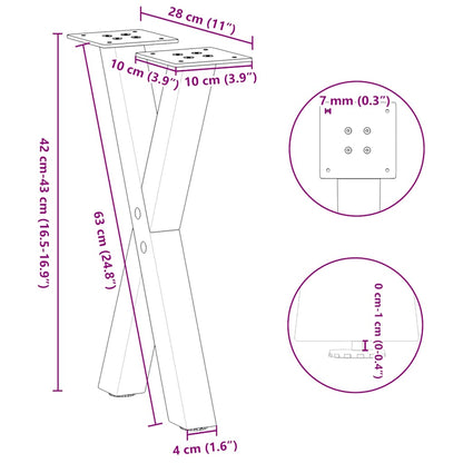 Gambe Tavolino Caffè a X 2 pz Nero 28x(42-43) cm Acciaio - homemem39
