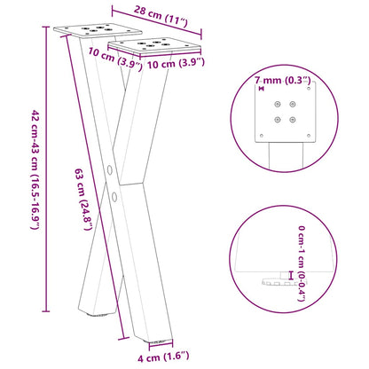 Gambe per Tavolino da Caffè forma X 2 pz Bianche 28x(42-43) cm