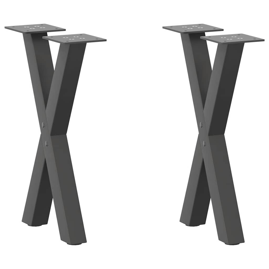 Gambe Tavolino Caffè a X 2 pz Antracite 28x(42-43) cm Acciaio - homemem39