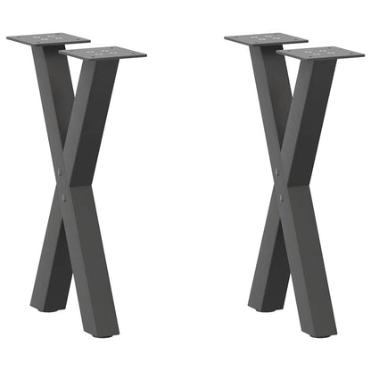 Gambe Tavolino Caffè a X 2 pz Antracite 28x(42-43) cm Acciaio - homemem39