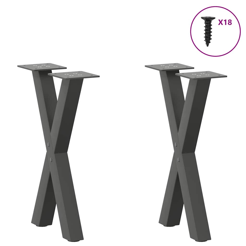 Gambe Tavolino Caffè a X 2 pz Antracite 28x(42-43) cm Acciaio - homemem39