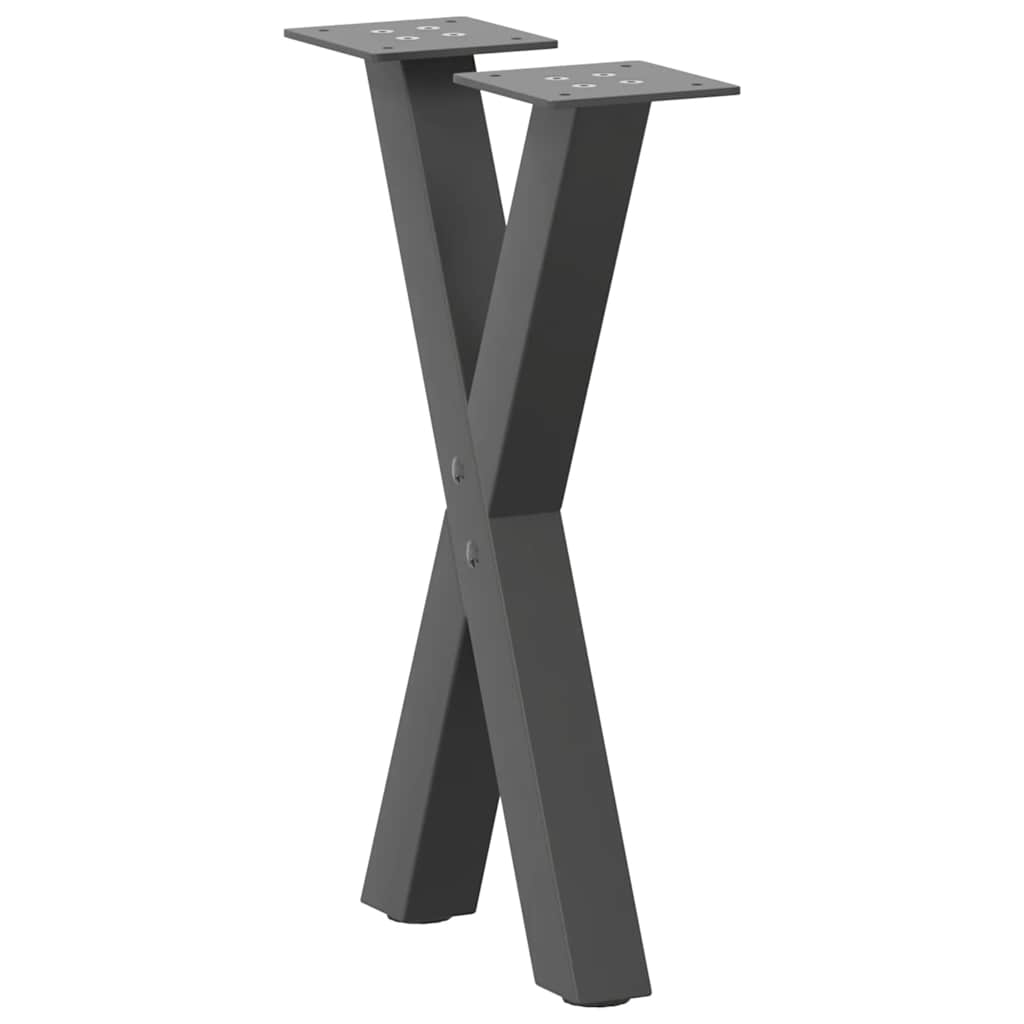 Gambe Tavolino Caffè a X 2 pz Antracite 28x(42-43) cm Acciaio - homemem39