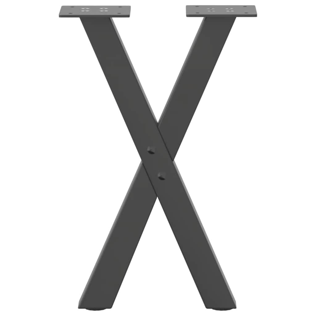 Gambe per Tavolino da Caffè forma X 2 pz Antracite 28x(42-43)cm