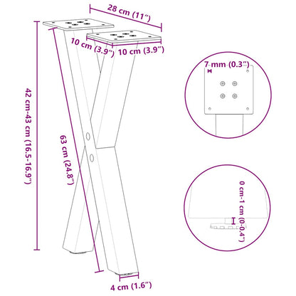 Gambe Tavolino Caffè a X 2 pz Antracite 28x(42-43) cm Acciaio - homemem39